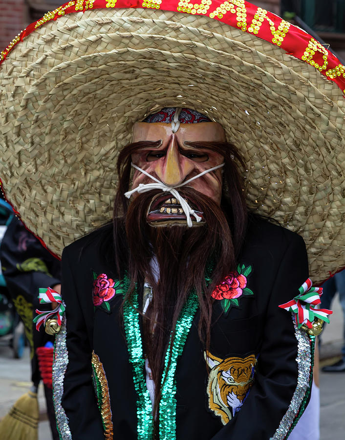 Cinco de Mayo Parade NYC 2018 Mask and Sombrero Photograph by Robert Ullmann
