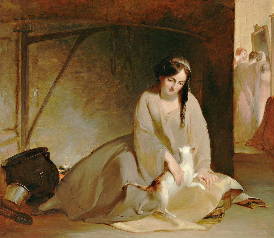 Cinderella at the Kitchen Fire  Painting by Thomas Sully
