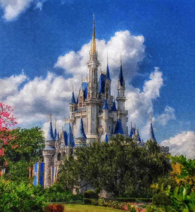 Cinderella Castle Summer Day Painting by Sandy MacGowan