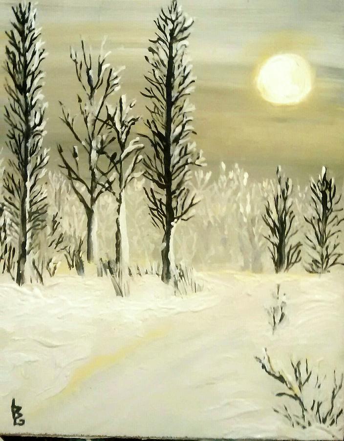 Winter Painting - Cindys Sunset by Lee Green
