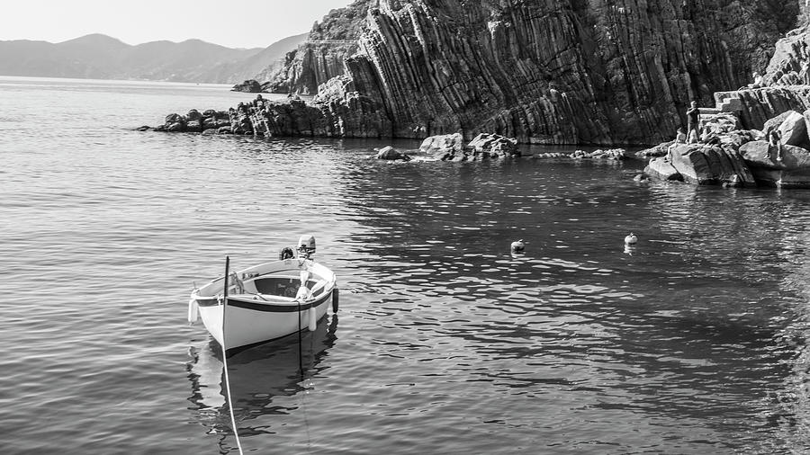 Cinque Terre Boat and Rocks  Photograph by John McGraw