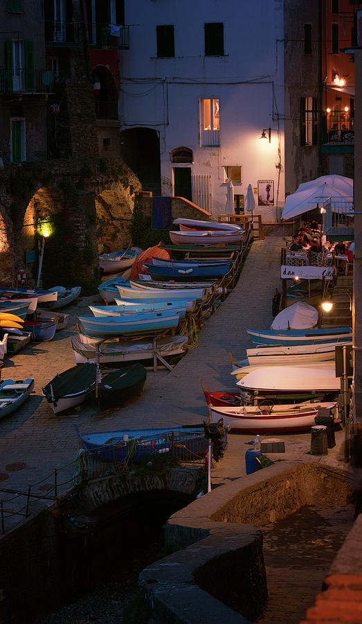 Boat Photograph - Cinque Terre Boats at Night by Joan Carroll