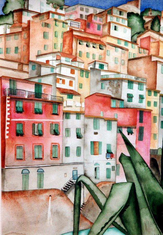 Cinque Terre Watercolor Painting by Kimberly Walker
