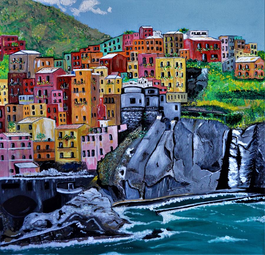 Cinque Terre - Manarola Painting by Julie Wittwer