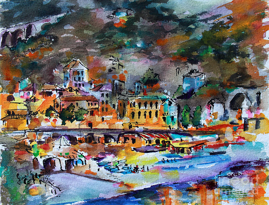 Italy Painting - Cinque Terre Monterosso At Night by Ginette Callaway