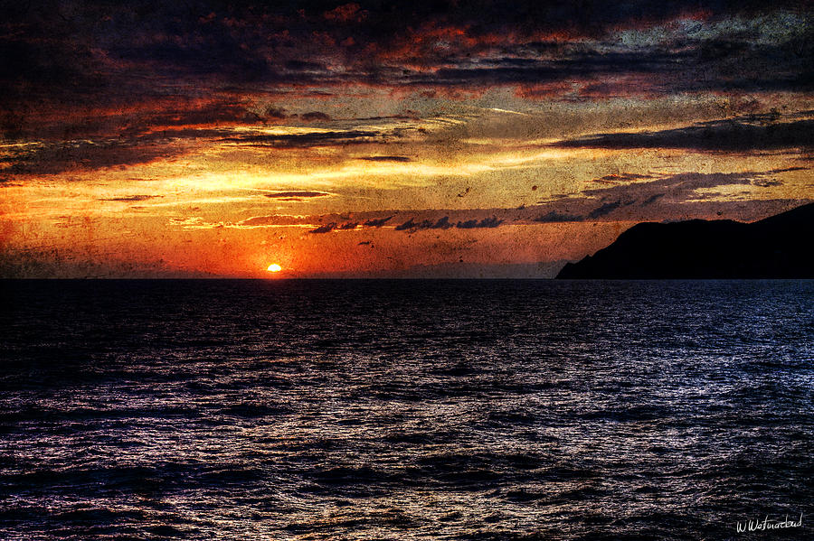 Cinque Terre - Sunset from Manarola - Horizontal - Vintage version Photograph by Weston Westmoreland