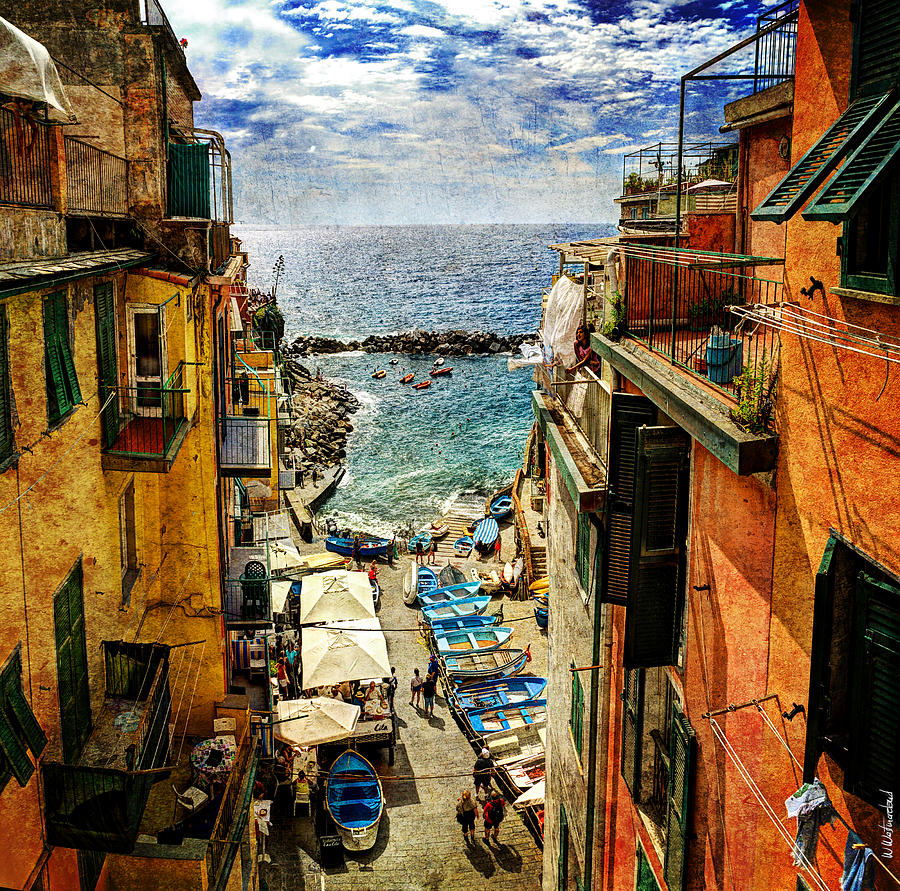 Cinque Terre - The sea from Riomaggiore - vintage version Photograph by Weston Westmoreland