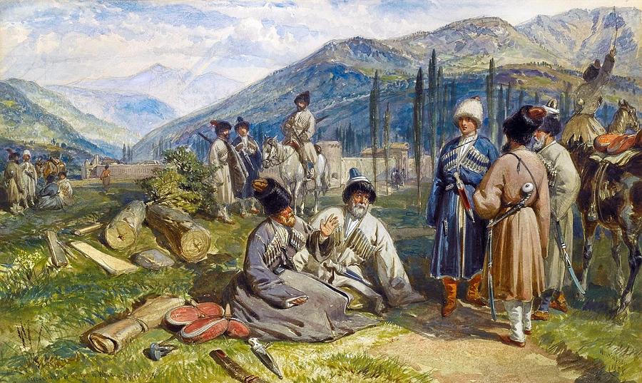 Circassians at the Fort of Waia Painting by MotionAge Designs