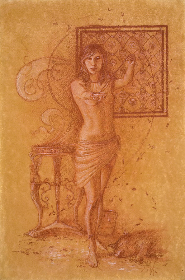 Circe Drawing by Martine Ouellet