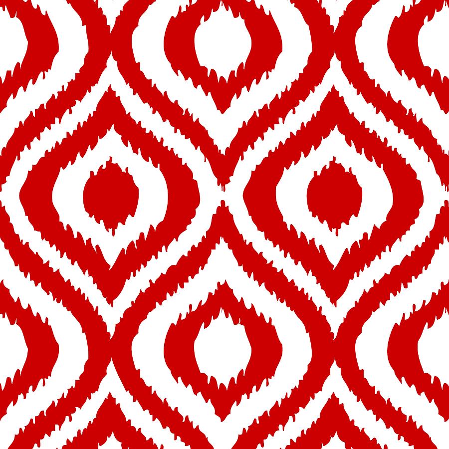 Circle and Oval ikat in White T02-P0100 Digital Art by Custom Home Fashions