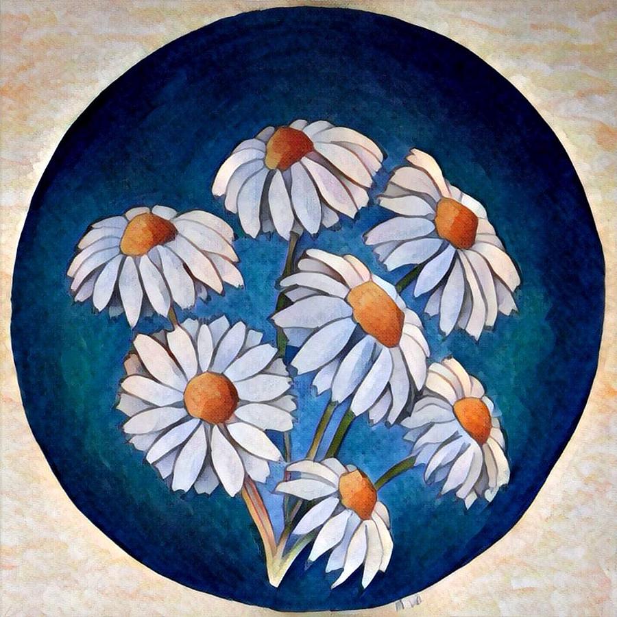 Circle of daisies Digital Art by Megan Walsh
