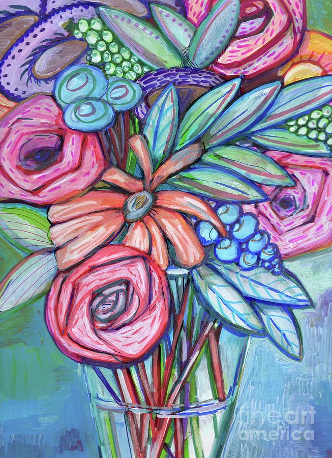 Circle of flowers Painting by Anne Seay