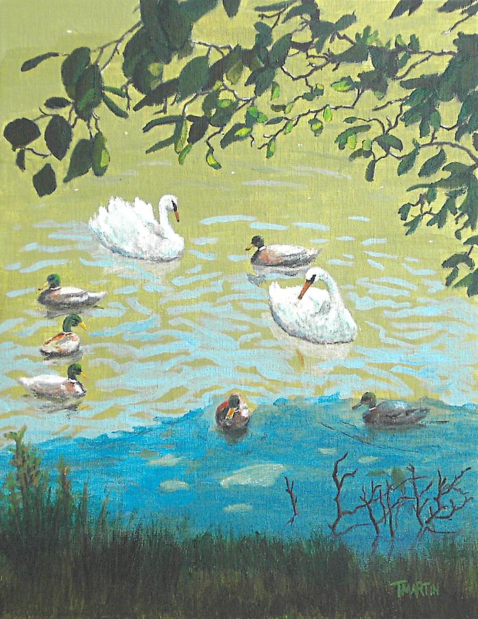 Bird Painting - Circle of Friends by Tim Martin