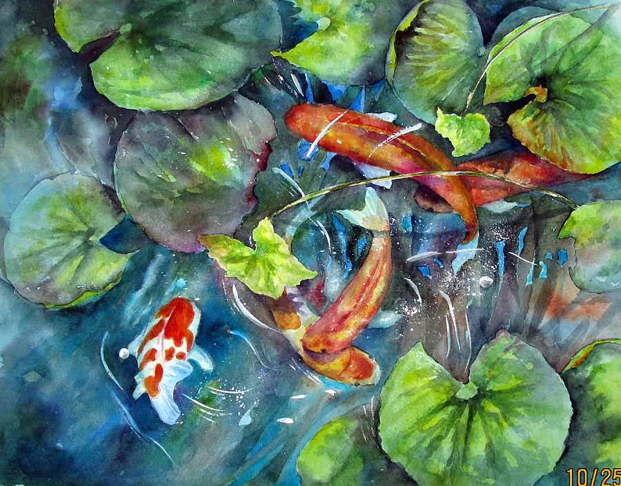 Circle of Koi Painting by Mary McCullah