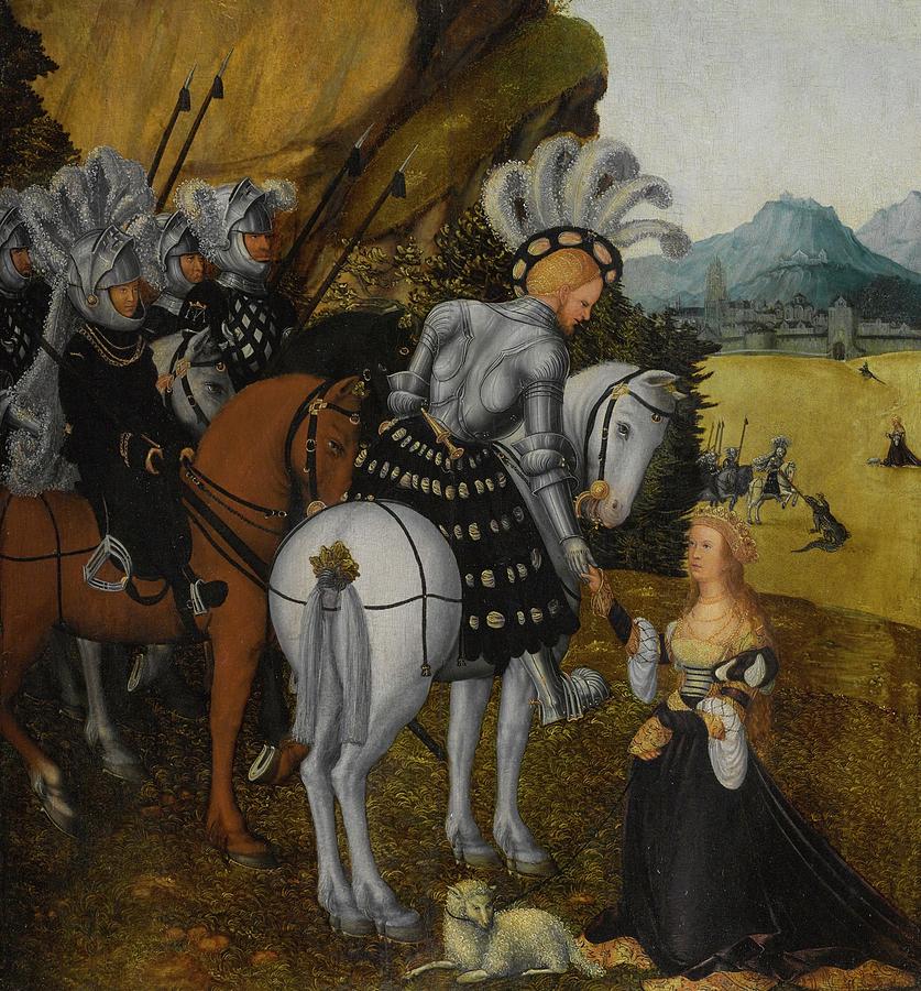 Ceramics Painting - Circle of Lucas Cranach the Elder ALLEGORICAL PORTRAIT OF A KNIGHT, POSSIBLY THE EMPEROR MAXIMILIAN  by Adam Asar
