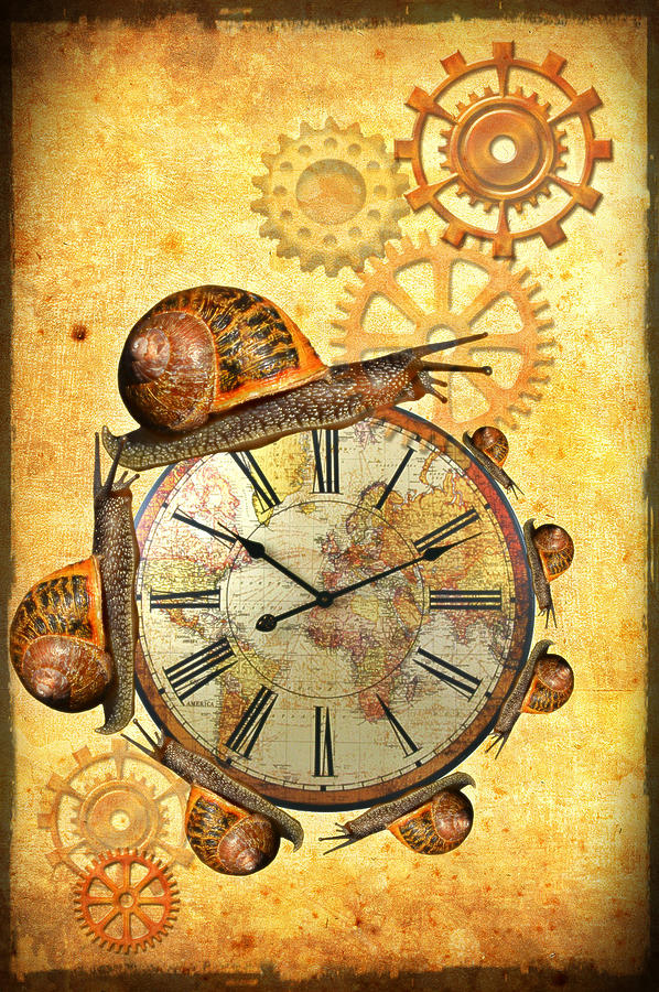 Clock Digital Art - Circle by Rumiana Nikolova