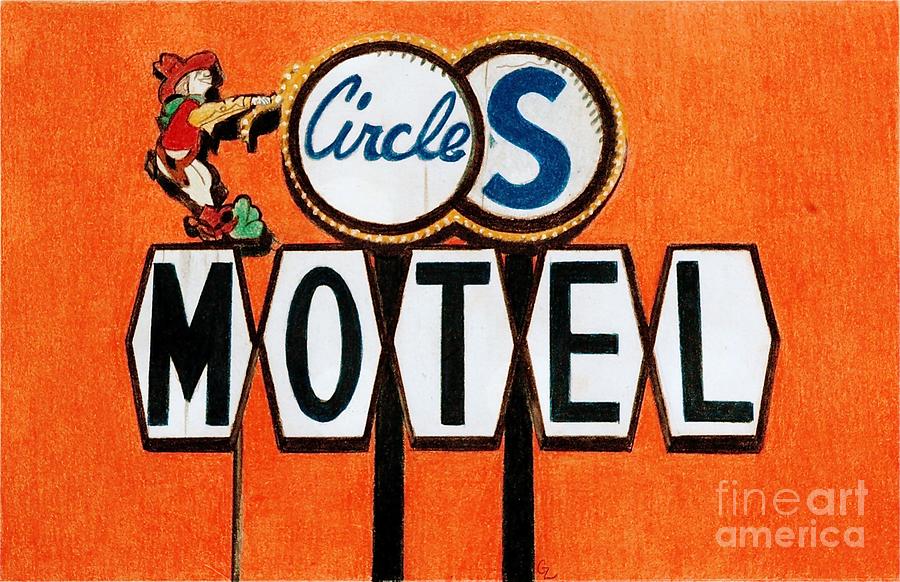 Vintage Drawing - Circle S Motel by Glenda Zuckerman
