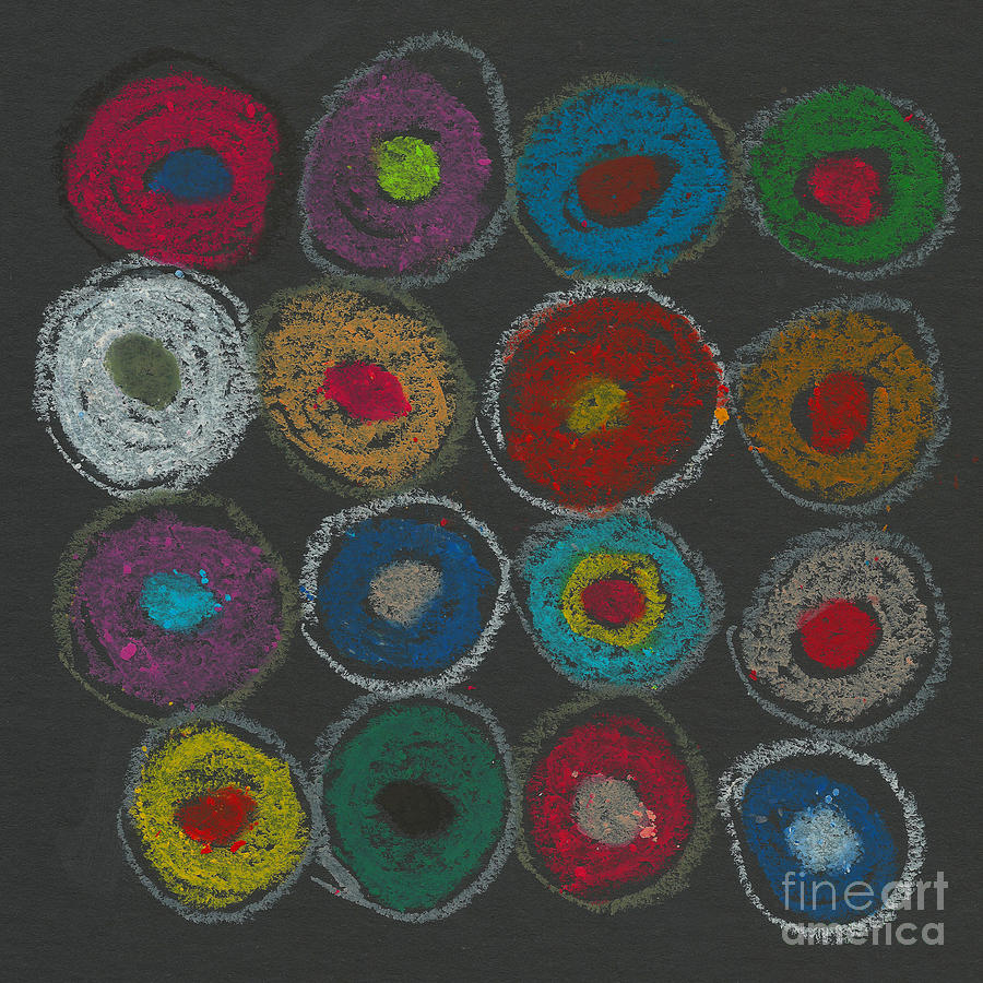 Circles Abstract Oil Pastel Pastel by Edward Fielding