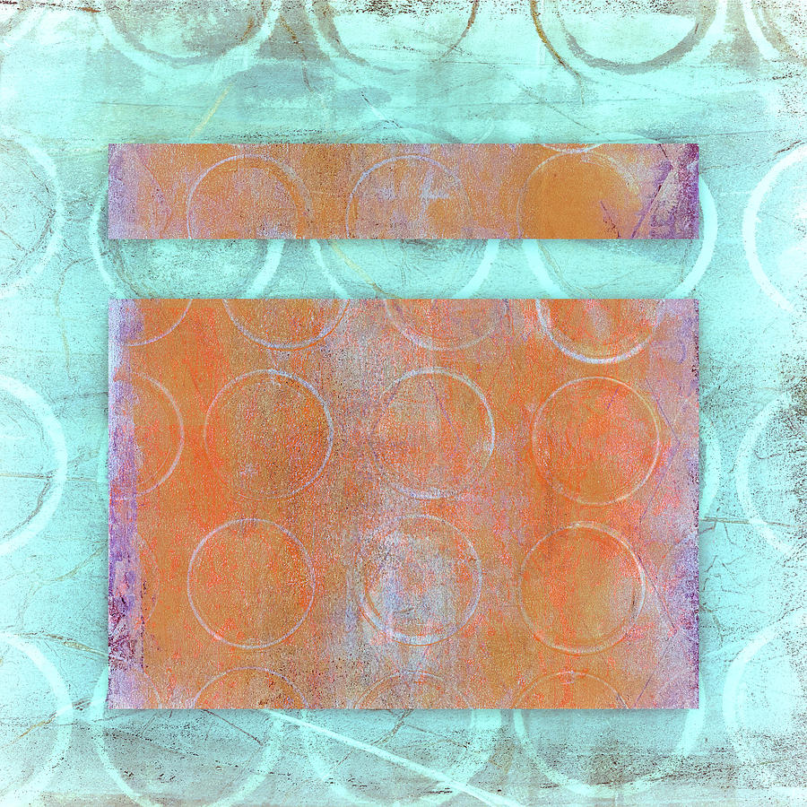 Abstract Mixed Media - Circles and Rectangles Abstract  by Carol Leigh
