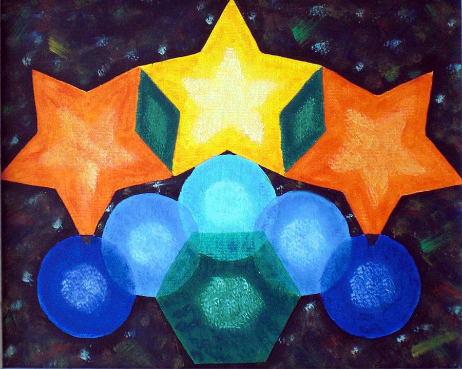 Circles and stars Painting by Nancy Sisco