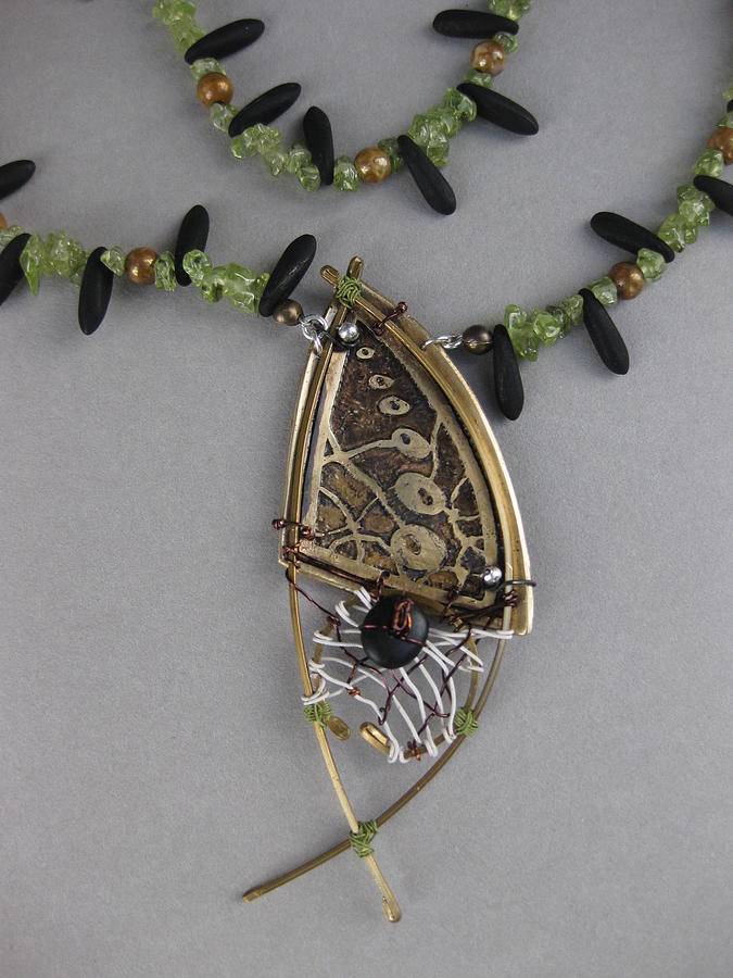 Circles with green and black Jewelry by Brenda Berdnik