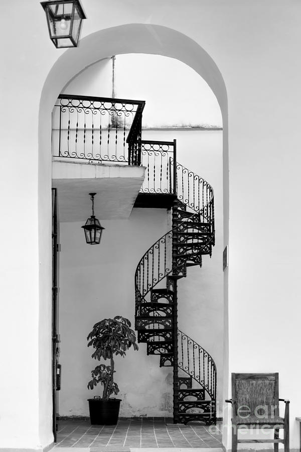 Circular staircase in black and white Photograph by Les Palenik