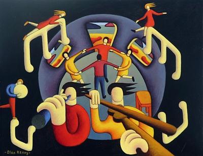Circular Trad. Session With Dancers Painting by Alan Kenny