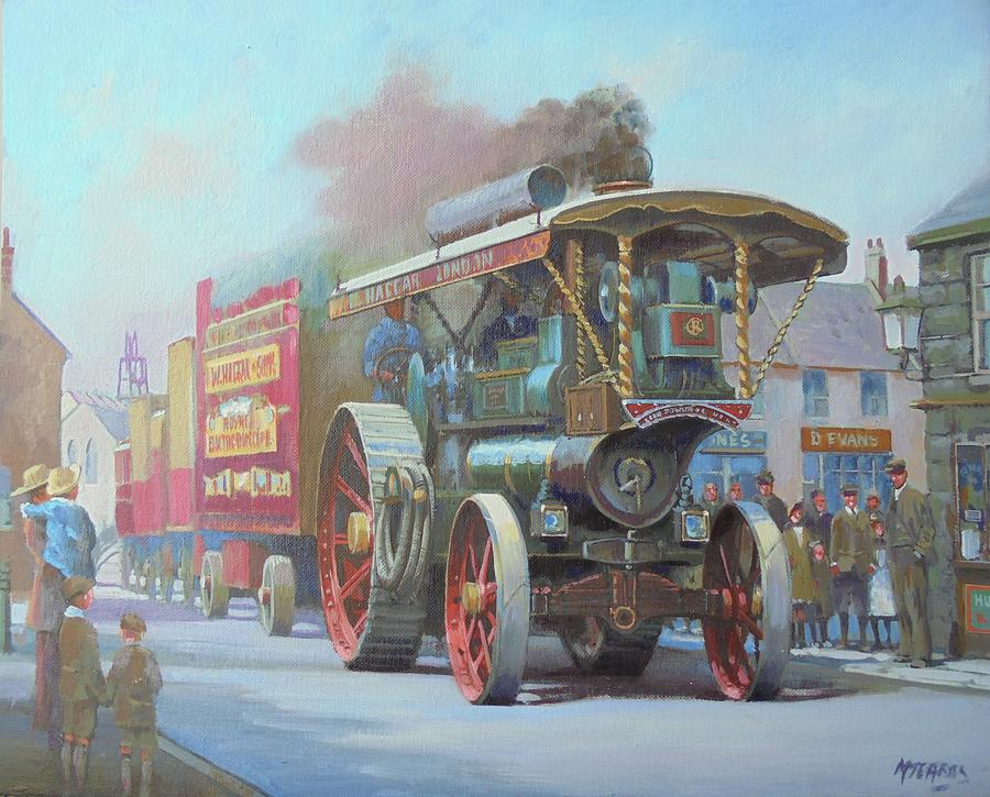 Circus comes to town. Painting by Mike Jeffries