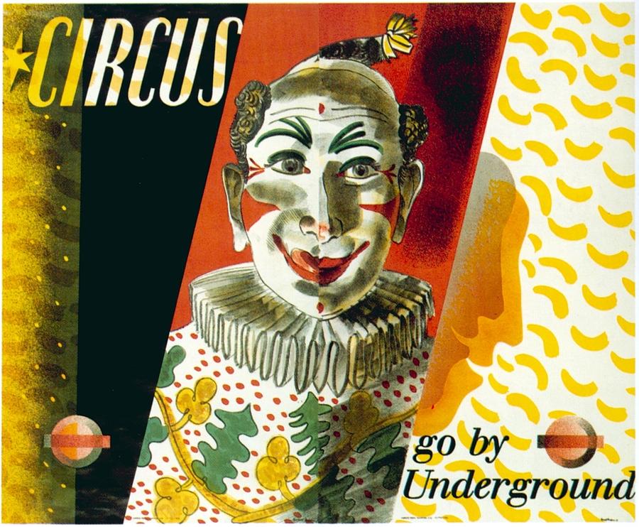 Circus go by Underground - London Underground, Metro - Retro travel Poster - Vintage Poster Mixed Media by Studio Grafiikka