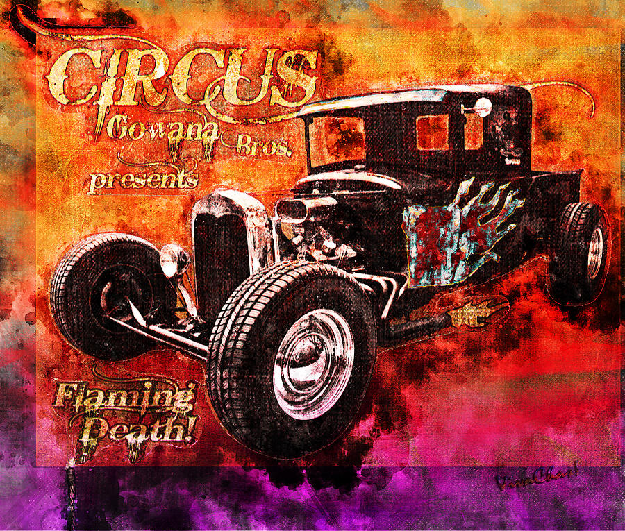 Circus Gowana Bros Flaming Death Photograph by Chas Sinklier