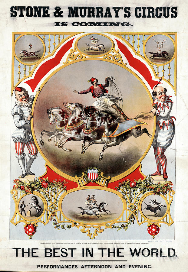Circus Poster, 1870.  Drawing by Granger