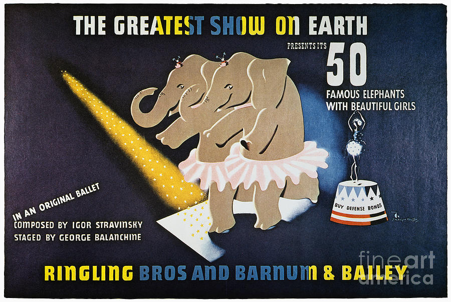 Elephant Photograph - Circus Poster, 1942 by Granger