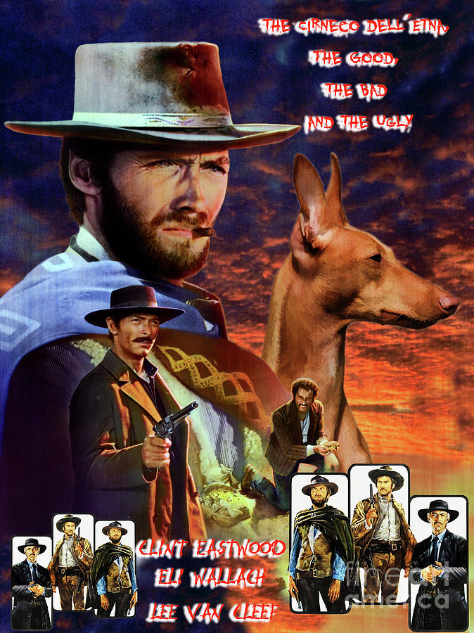 Cirneco dell Etna Art Canvas Print - The Good, the Bad and the Ugly Movie Poster Painting by Sandra Sij