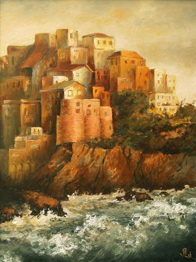 Cinque Terre Lerici Italia painting Painting by Vali Irina Ciobanu