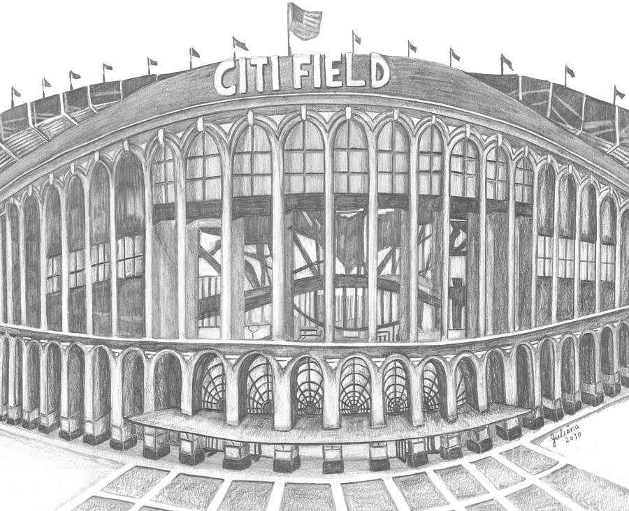 Citi Field Drawing by Juliana Dube