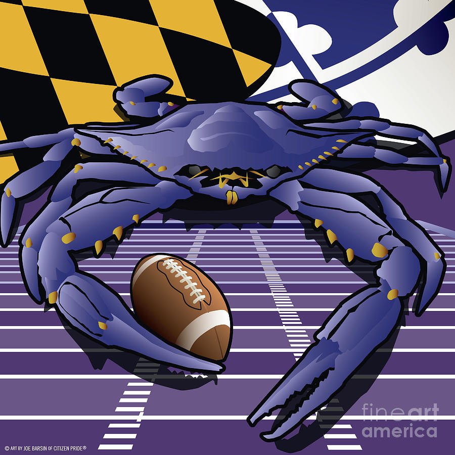 Ravens Sports Crab of Baltimore Garden Flag by Joe Barsin, 12x18