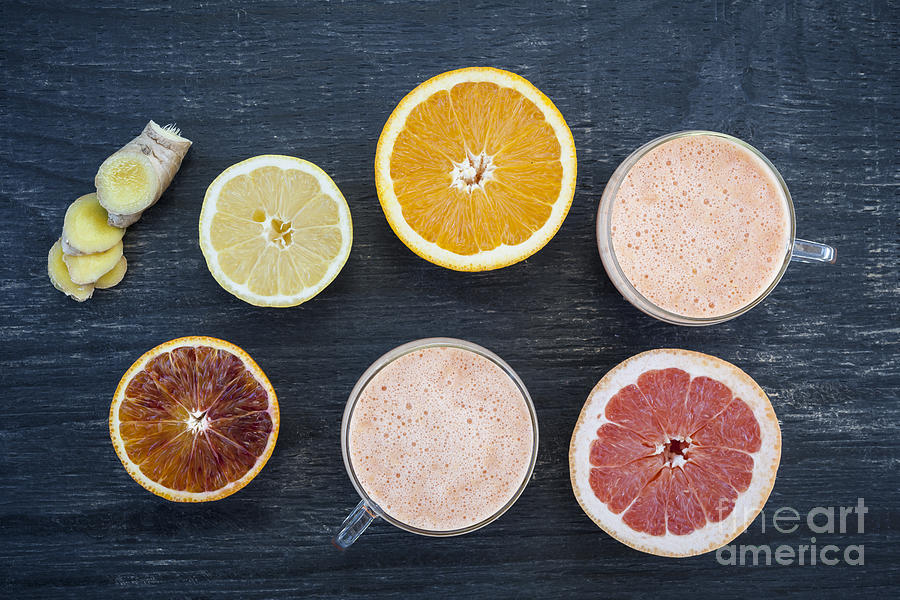 Fruit Photograph - Citrus smoothies 3 by Elena Elisseeva