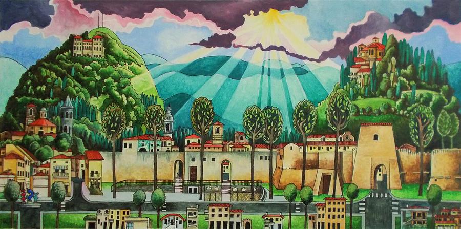 Citta di Castello Town Wall Painting by Neal Winfield