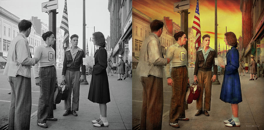 City - Amesterdam NY - The bowling score 1941 - Side by Side Photograph by Mike Savad