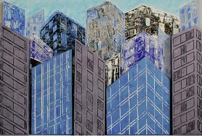 City Angles In Blue Mixed Media by Norine Zapata City Angles In Blue Mixed Media by Norine Zapata