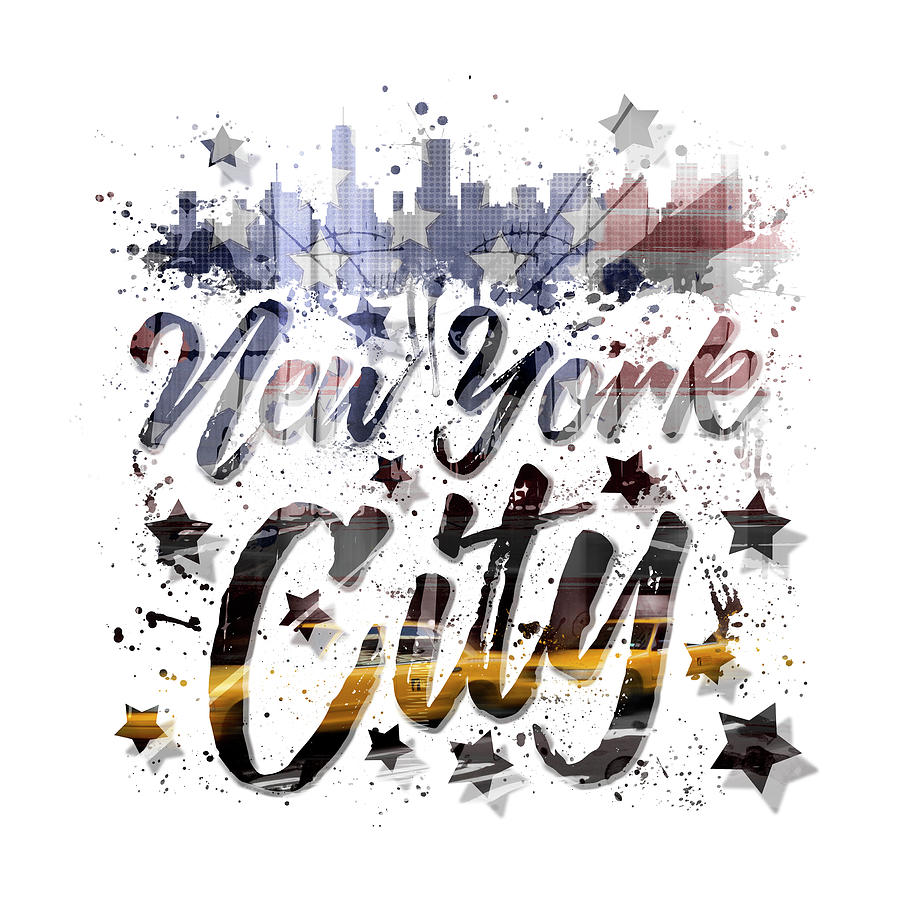 Abstract Digital Art - City-Art NYC Composing - Typography by Melanie Viola