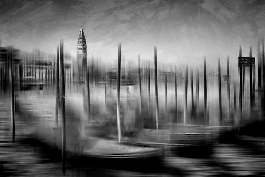 Abstract Photograph - City-Art VENICE Grand Canal and St Marks Campanile monochrome by Melanie Viola