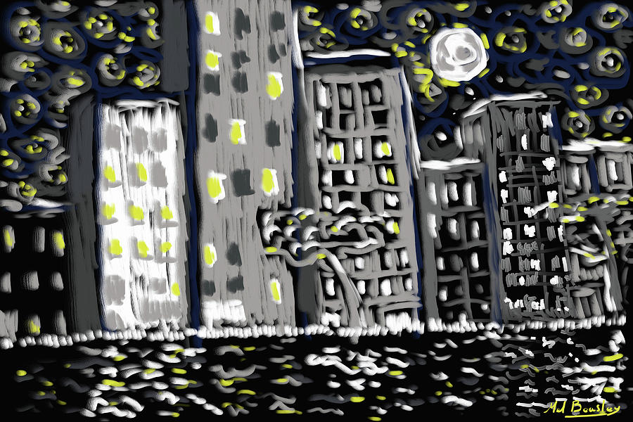 City at Night Digital Art by Mel Beasley