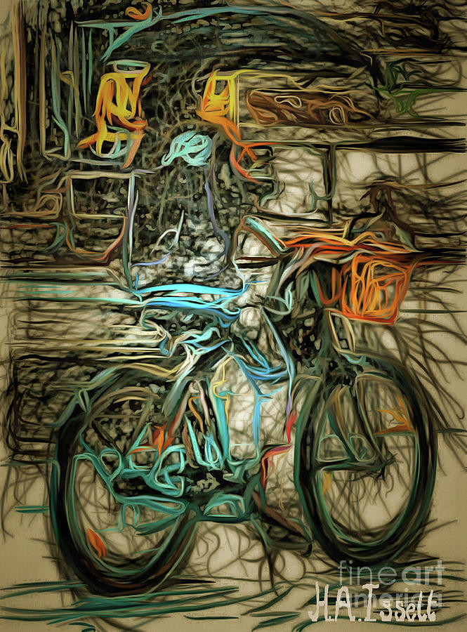 Female City Biker - Line Art Digital Art by Humphrey Isselt