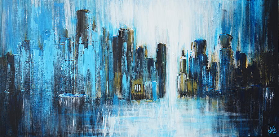 City Blues Painting by Theresa Marie Johnson