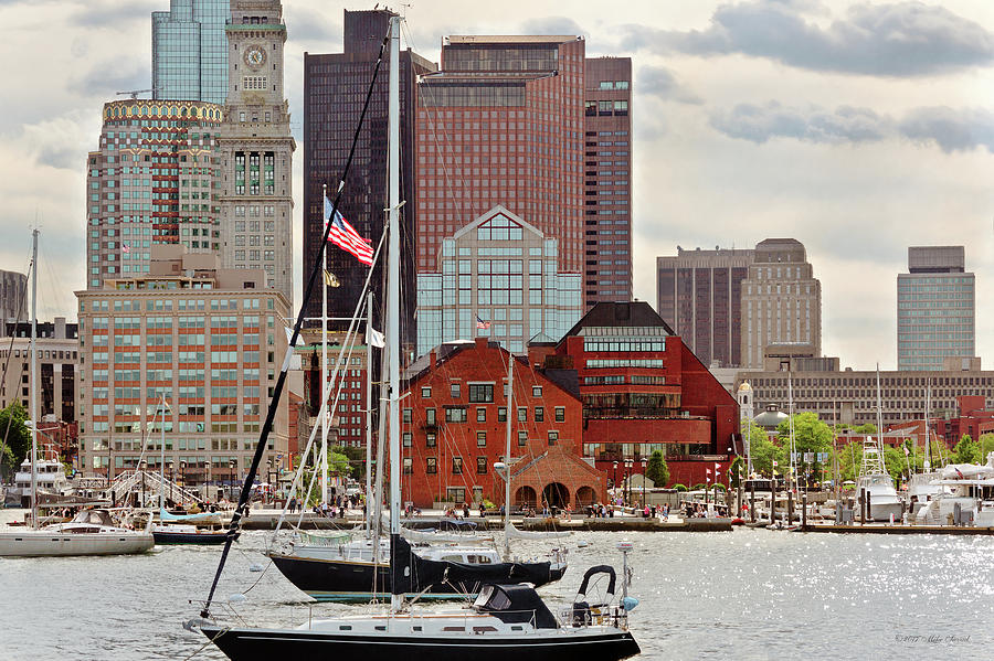City - Boston Ma - Harbor walk skyline Photograph by Mike Savad