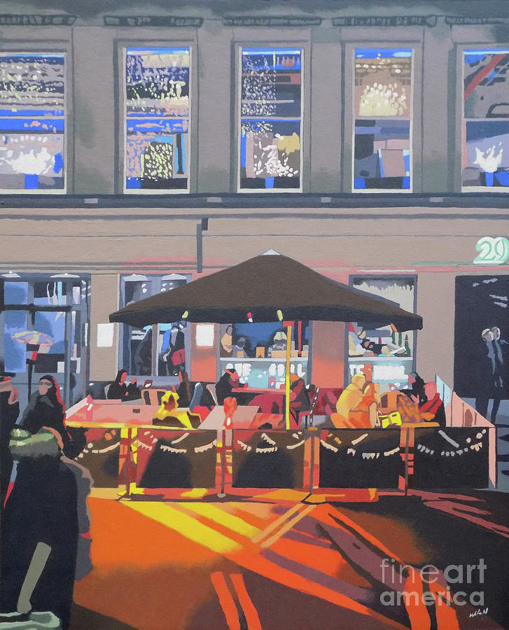 City Painting - City Cafe by Malcolm Warrilow