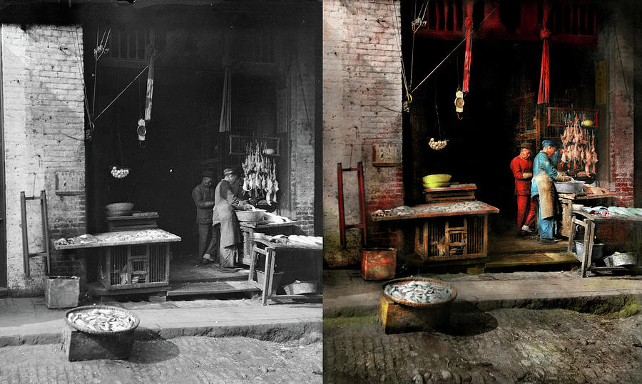 City - California - Fish Alley smells fowl 1886 - Side by Side Photograph by Mike Savad
