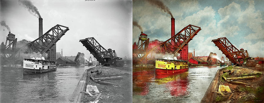 City - Chicago IL - See the sewers of Chicago 1900 - Side by Side Photograph by Mike Savad