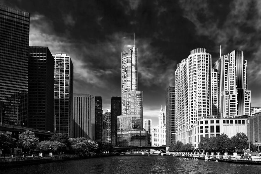 City - Chicago IL - Trump Tower BW Photograph by Mike Savad